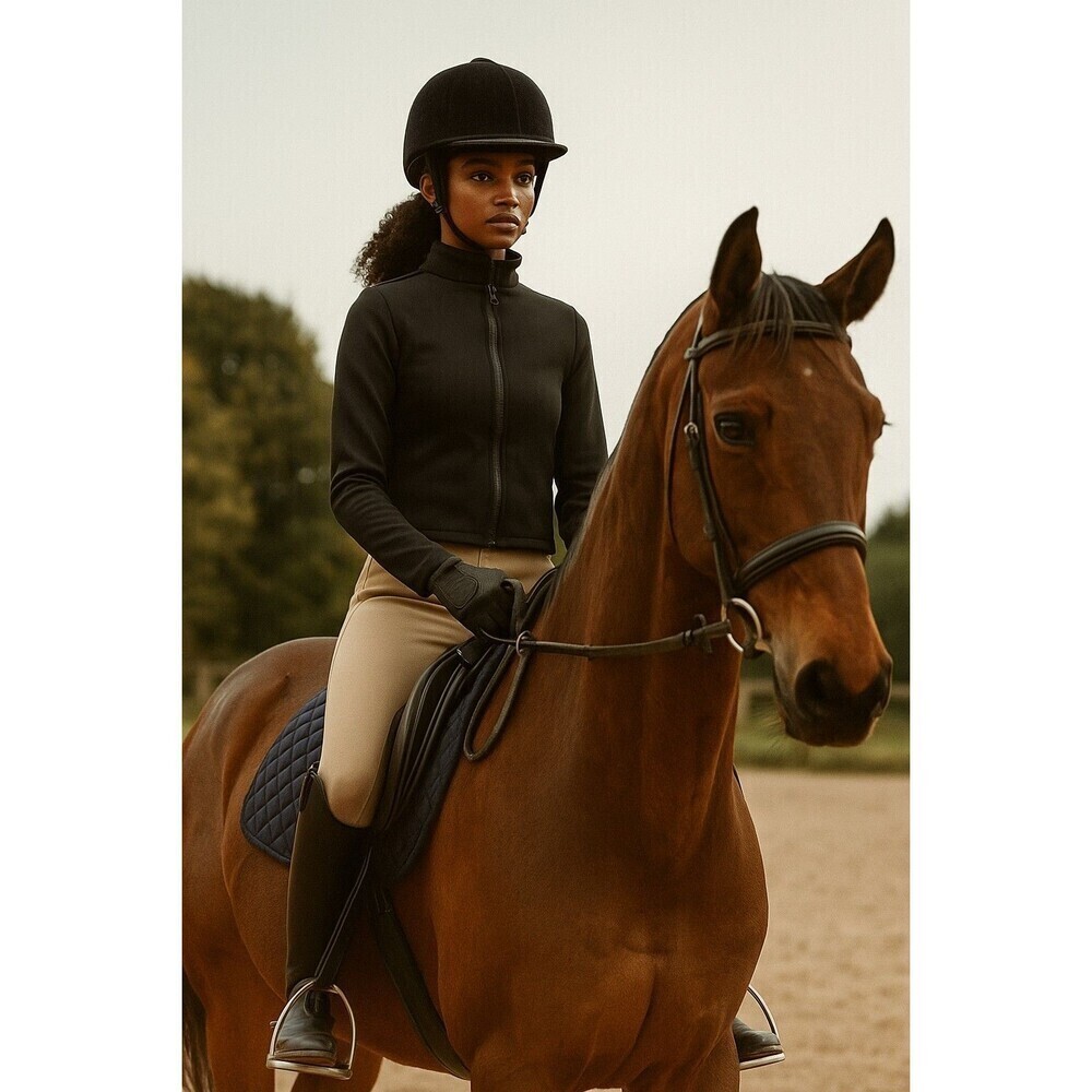 Charles Ancona Full Zipper Equestrian Jacket Black Back Logo Luxury Size Large